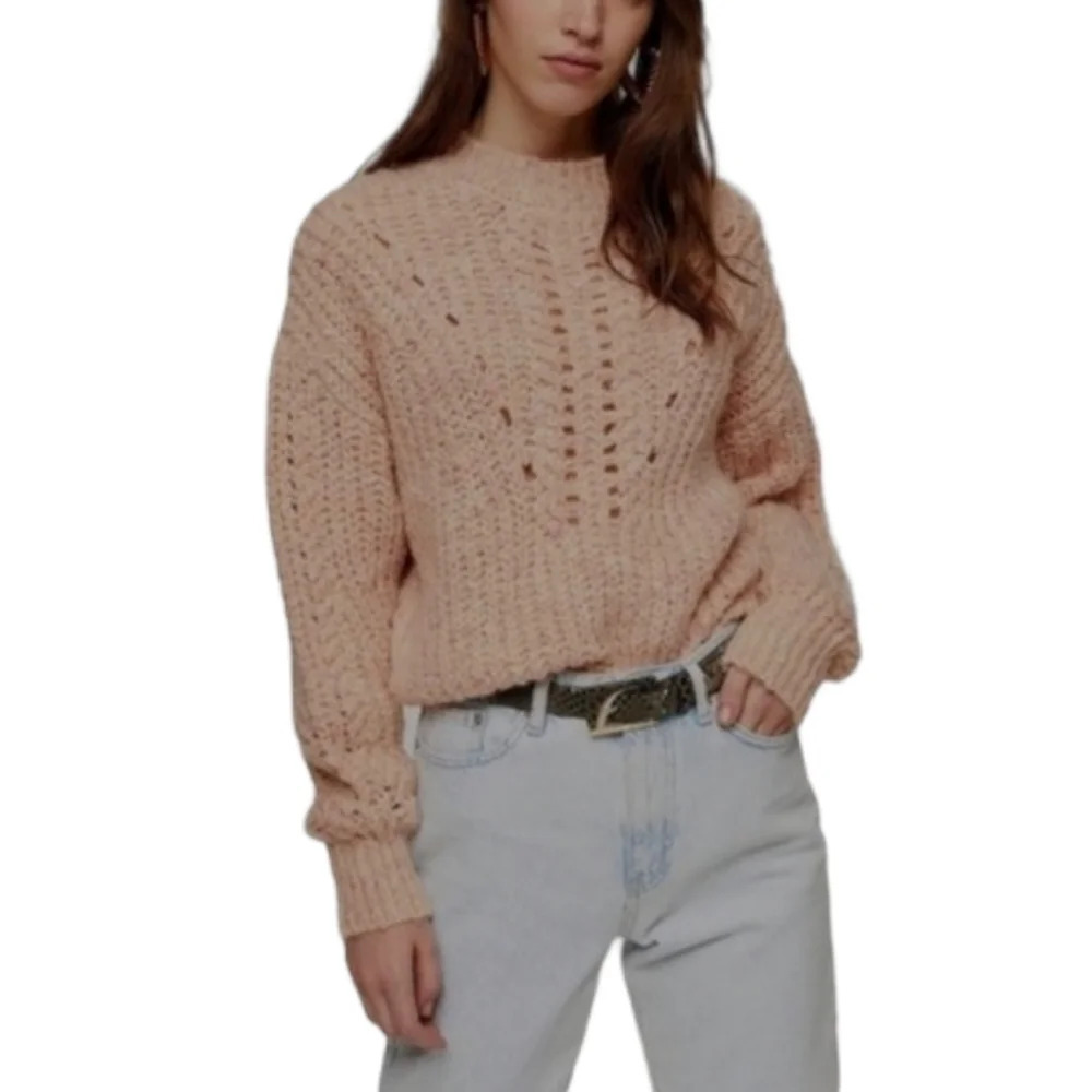 TOPSHOP textured mock neck knit sweater size large